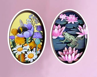 Frog svg water lilies bumblebee meadow flowers laser cut files cricut glowforge