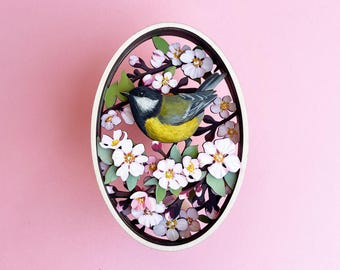 Bird art and flowers bird svg flowers svg plant decor ornament svg plant art laser cut files cricut tit bird glowforge