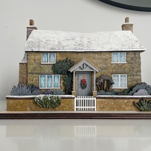 House portrait 3D model with pet, custom house model drawn by the artist, FarmHouse Model from photo, Wooden House replica, first home gift