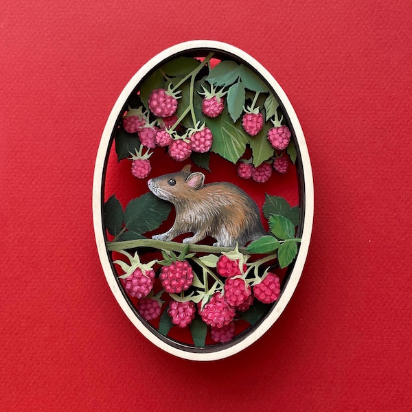 Mouse and raspberry svg woodland animals summer decor laser cut files mice miniature
