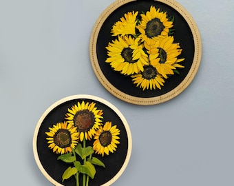 Layered sunflowers svg laser cut files flowers svg sunflower laser svg floral svg