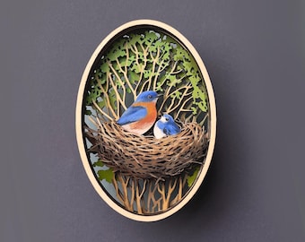 Birds svg bird art bird nest eastern bluebird laser cut files bird ornaments