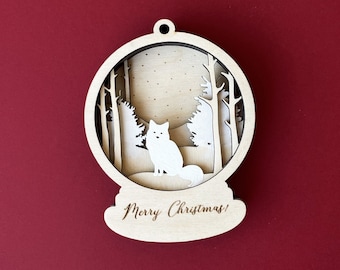 Fox ornament christmas ornament svg fox svg woodland animals laser cut files