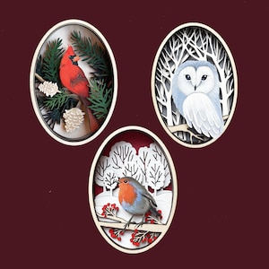 Cardinale gufo SVG cardinale ornamento gufo ornamento uccello SVG cardinale ornamento di Natale gufo arte file tagliati al laser cardinale SVG uccello ciondolo robin
