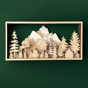 Foresta a strati SVG Montagna SVG Attaccatura a parete File di taglio Paesaggio di scena di montagna a strati
