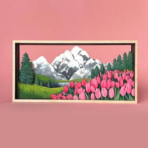 Montagna arte foresta stratificata svg parete appeso file tagliato strati montagna scena paesaggio file tagliati al laser pianta decorazione natura arte murale