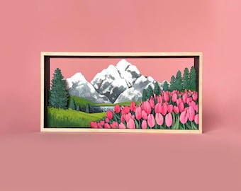 Mountain art layered forest svg wall hanging cut file layered mountain scene landscape laser cut files plant decor nature wall art