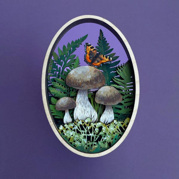 Mushroom svg forest wall art forest art mushroom decor butterfly svg