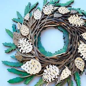 Wreath svg pinecone ornaments christmas wreath svg winter wreath ornament wreath holiday wreath wooden wreath christmas svg laser cut files image 6