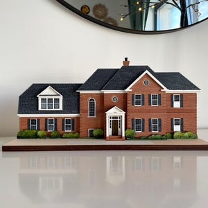 Custom House model from photo, Wooden Personalized house portrait for christmas gift, Hand drawing House model, Custom Lodgings replica