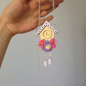 Cuckoo clock svg wood clock pendant necklace