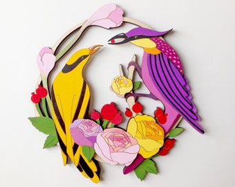 Bird svg humming bird svg bird wreath 3d wall art nature wall art