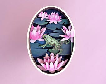 Frog svg water lilies svg laser cut files