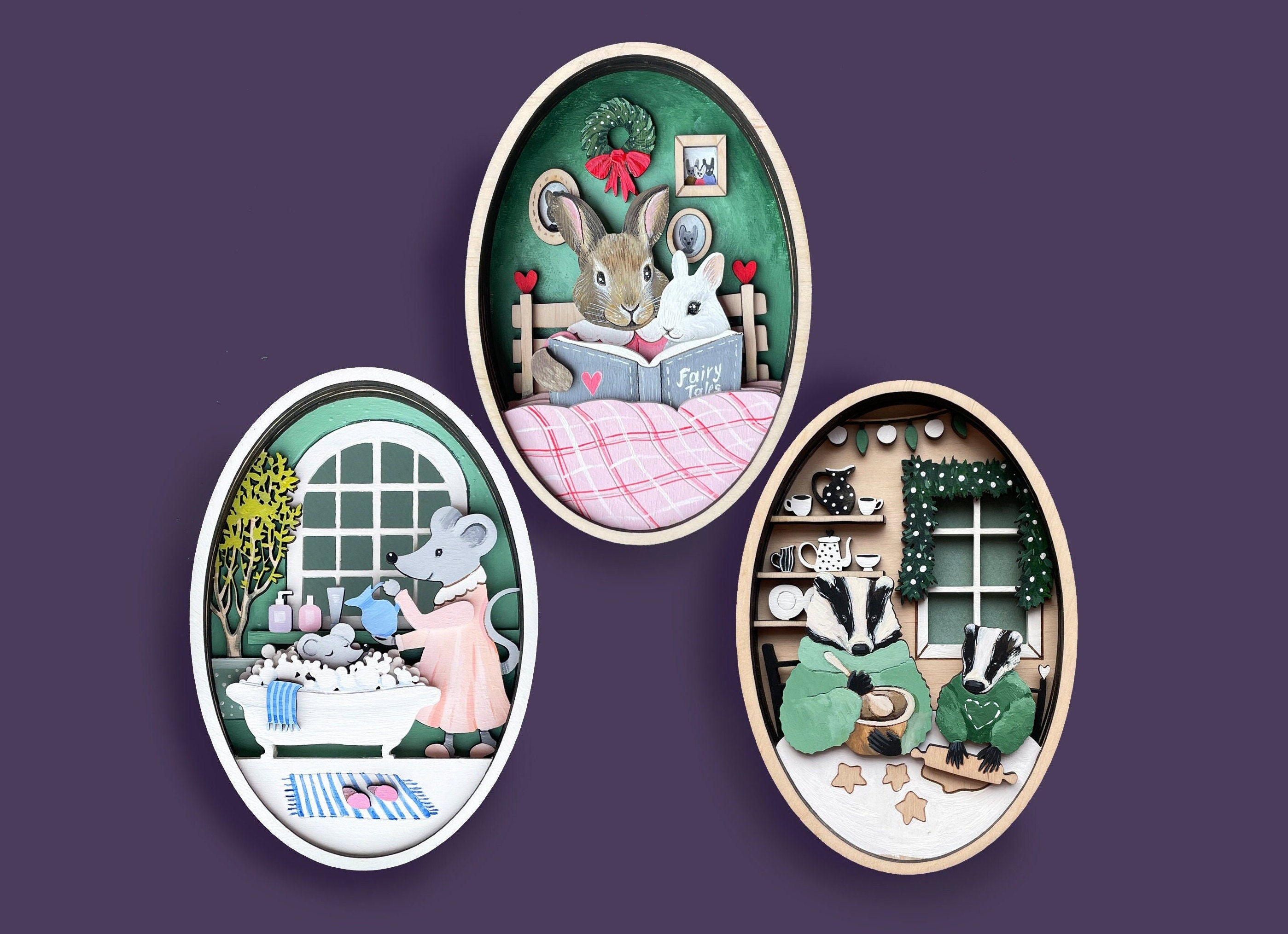 Woodland animals woodland nersery decor bunny ornament christmas ornament svg laser cut files badger svg mouse svg rabbit hare