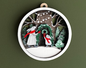 Christmas ornaments bunny svg rabbit woodland nursery decor woodland animals christmas svg christmas decor laser cut files rabbit house