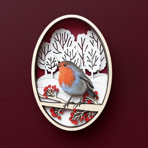 Robin pájaro pájaro svg chrismas decoración svg pájaro arte pájaro adornos bosque pared arte archivos cortados por láser