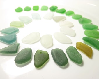 Small 18mm-22mm Various Colors Top Drilled Sea Glass, Set of 30, Genuine Top drilled seaglass,  JQ SeaGlass, Sea Glass Jewelry supplies