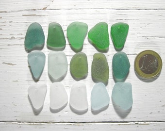 M size 20 - 22 mm Various Colors Top Drilled Sea Glass, Set of 15, Bulk Genuine Top drilled seaglass,  Jewelry supplies, JQ Sea Glass