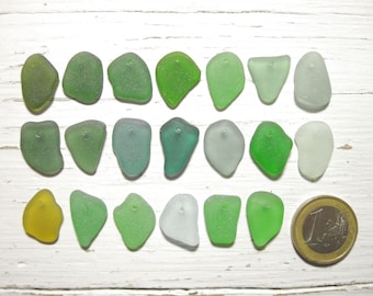 Small 16-18 mm Various Colors Top Drilled Sea Glass, 20 Genuine Top drilled seaglass, Bulk Drilled Sea Glass, Jewelry supplies, JQ Sea Glass