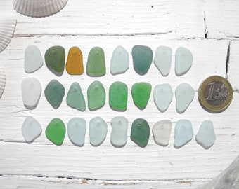 Small 15mm-18mm Various Colors Top Drilled Sea Glass, Set of 25, Genuine Top drilled Seaglass, Jewelry supplies, JQ Sea Glass