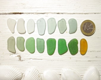 M size 20-24 mm Various Colors Top Drilled Sea Glass, Set of 15, Bulk Genuine Top drilled seaglass,  Jewelry supplies, JQ Sea Glass