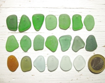 Small 17-19 mm Various Colors Top Drilled Sea Glass, 20 Genuine Top drilled Seaglass, Bulk Drilled Sea Glass, Jewelry supplies, JQ Sea Glass