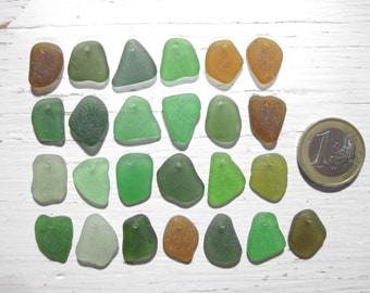 Small 13 - 16 mm Earth Colors Top Drilled Sea Glass, 25 Genuine Top drilled seaglass, Bulk Drilled SeaGlass, Jewelry supplies, JQ SeaGlass