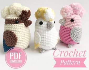 Aussie Birds Crochet Pattern -  Instant PDF download - Amigurumi, Crochet Cockatoo, Crochet Galah, Crochet Kookaburra