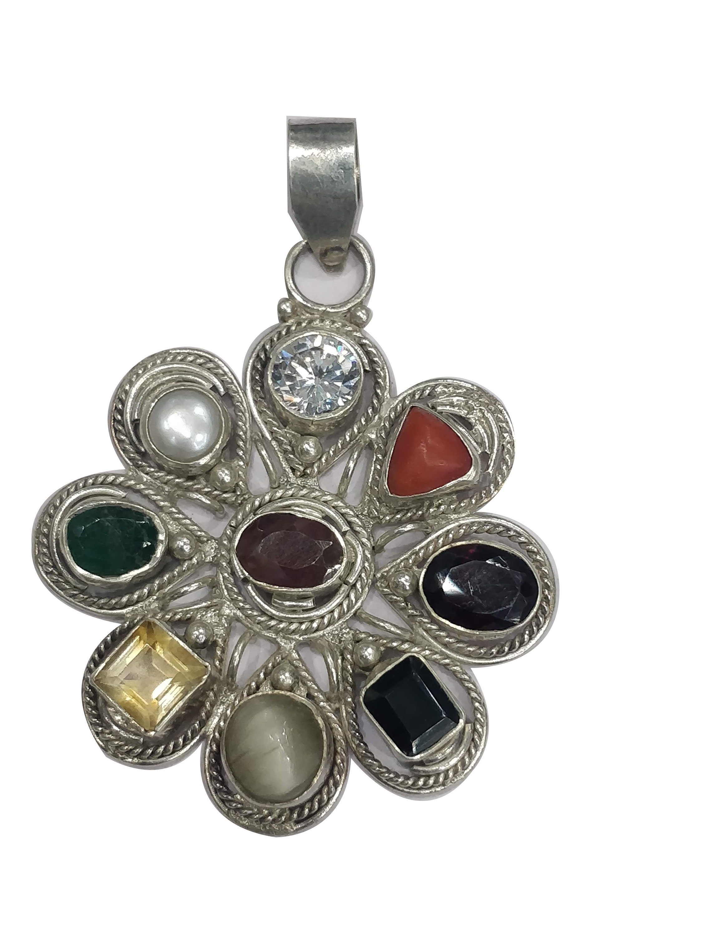 Navratna Pendant in 925 Sterling Silver for Men Women also Etsy