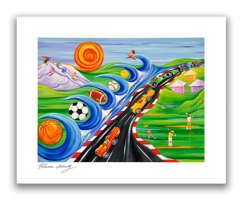 Baby Shower Sports Dream Wall Art D\u00e9cor Art Print Limited Edition of 250 by Elana Mokady Fine Art Birthday Watercolor Print
