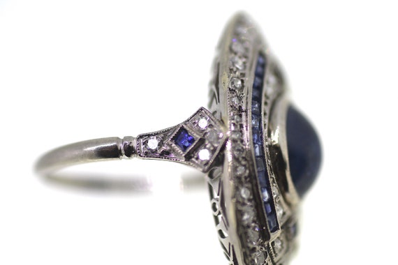 18ct Art Deco Sapphire Ring / Art Deco Diamond Sa… - image 5