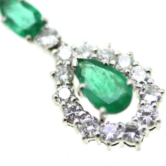 Antique Emerald Diamond Chandelier Drop Earrings … - image 6