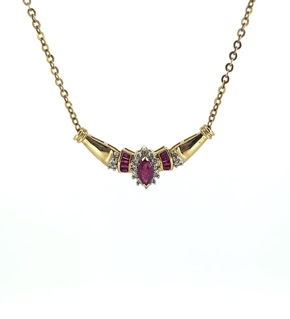 14ct Ruby & Diamond Necklace/jewellery/yellow gold necklace.