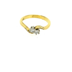 18ct Gold 2 stone Ring with 0.65ct Diamond/Diamond Ring/Vintage Ring.