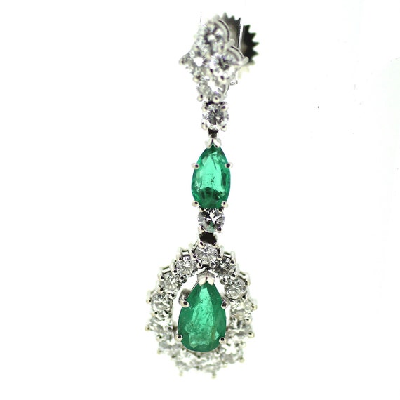 Antique Emerald Diamond Chandelier Drop Earrings … - image 4