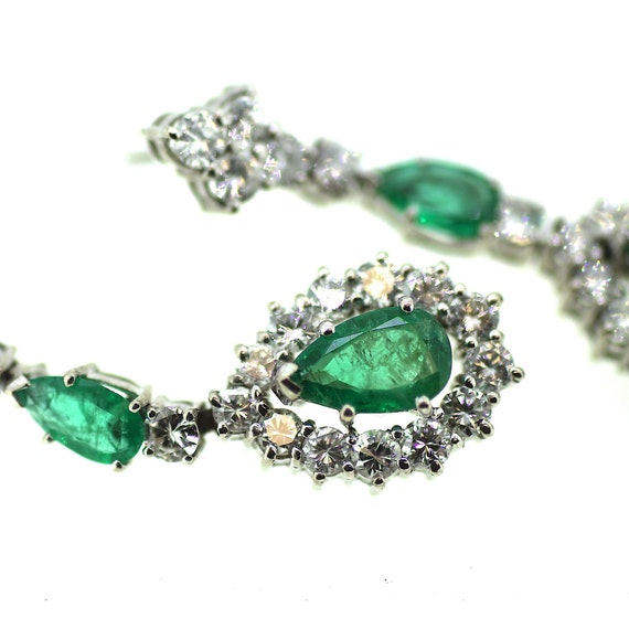 Antique Emerald Diamond Chandelier Drop Earrings … - image 5