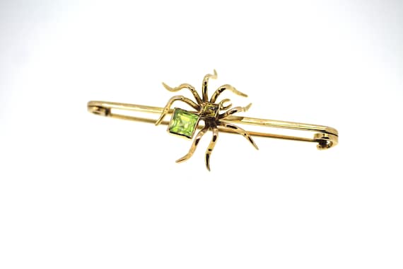 Victorian Peridot Brooch / British Victorian Spide