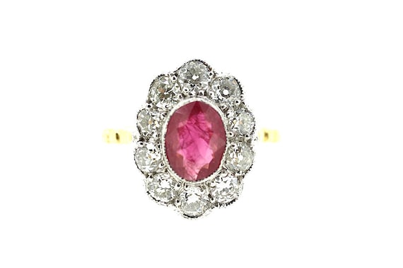 18ct Art Deco Ruby and Diamond Ring / Antique Rub… - image 4