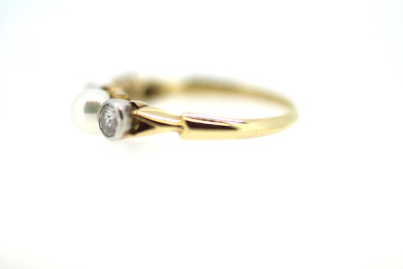 18ct Art Deco Pearl Diamond Ring/ 18ct Pearl Ring… - image 3