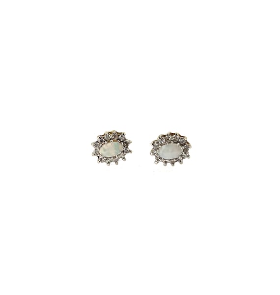 9ct Gold, Opal & Diamond Earrings/jewellery/9ct yellow gold.