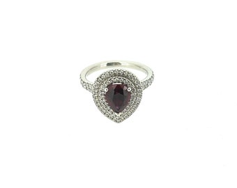 Platin 2.20ct Rubin 0.60ct Diamant Ring/Vintage Schmuck/Rubin Ring/Diamant Ring.