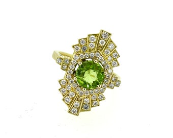 18ct Gold ring with 0.75ct Diamond & 1.50ct Tourmaline/Gold, Diamond and Tourmaline ring.