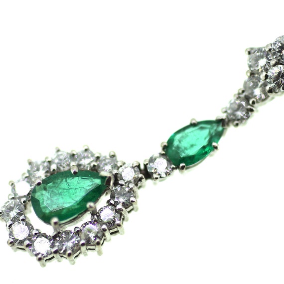 Antique Emerald Diamond Chandelier Drop Earrings … - image 7