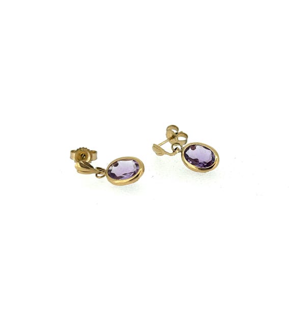 9ct Amethyst Earrings/jewellery/9ct yellow gold