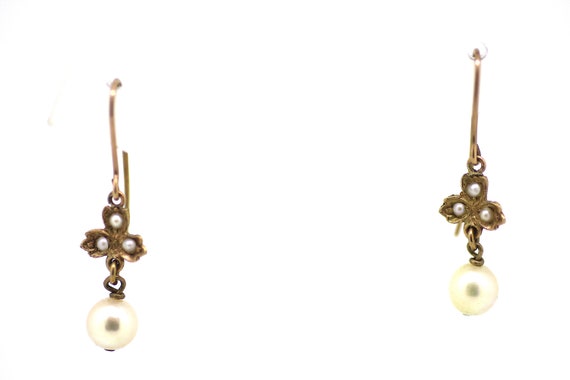 Victorian Pearl Drop Earrings / Victorian Gold Pea