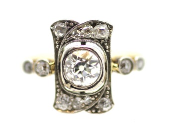 Sierlijke Art Deco Diamond Ring / Britse Art Deco Diamond Ring / Antieke Britse Diamond Ring / Grote Diamond Art Deco Ring / Echte Diamant