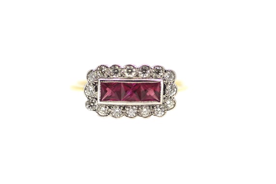 Art Deco Revival Ring / Ruby Art Deco Style Ring /