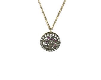 15ct Gold Edwardian Ruby & Diamond Necklace/Diamond Necklace/Vintage Jewellery/Edwardian Jewellery/Edwardian Necklace.