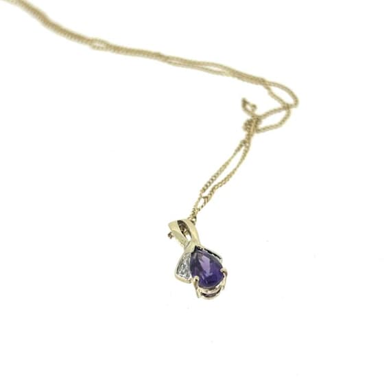 9ct Amethyst & Diamond Necklace/Jewellery/Yellow Gold Necklace/Diamond Jewellery/Amethyst Jewellery