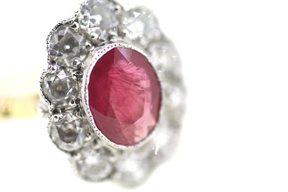 18ct Art Deco Ruby and Diamond Ring / Antique Rub… - image 3